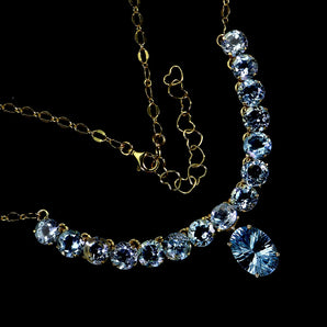 925 Sterling Silver Necklace Oval Sky Blue Topaz 14x10mm Gemstone Jewelry 18in