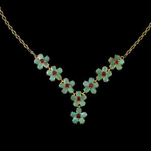 925 Sterling Silver Necklace Oval Emerald 4x3mm Ruby Gemstone Jewelry 18.5inches