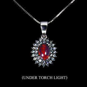 925 Sterling Silver Necklace Oval Black Opal 7x5mm Sapphire Gemstone Jewelry 18