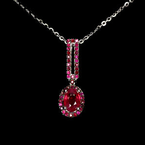 925 Sterling Silver Necklace Oval Ruby 7x5mm Ruby Myanmar Gemstone Jewelry 18in