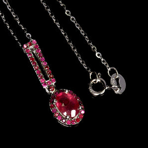 925 Sterling Silver Necklace Oval Ruby 7x5mm Ruby Myanmar Gemstone Jewelry 18in