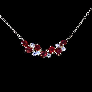 925 Sterling Silver Necklace Pear Ruby 5x3mm Tanzanite Gemstone Jewelry 19inches