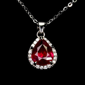 925 Sterling Silver Necklace Oval Ruby 9x7mm Natural Gemstone Jewelry 18inches