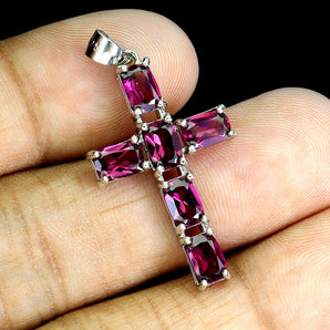 925 Sterling Silver Pendant Antique Rhodolite Garnet 6x4mm Gemstone Jewelry