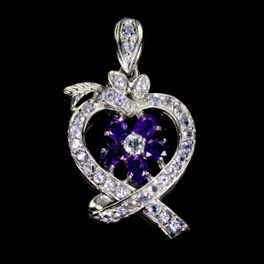 925 Sterling Silver Pendant Oval Amethyst 4x3mm Tanzanite Gemstone Jewelry