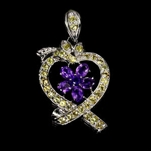 925 Sterling Silver Pendant Oval Amethyst 4x3mm Sapphire Gemstone Jewelry