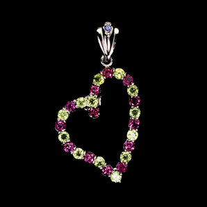925 Sterling Silver Pendant Round Peridot Rhodolite Tanzanite Gemstone Jewelry