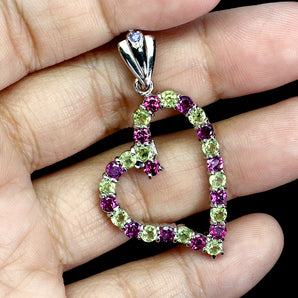 925 Sterling Silver Pendant Round Peridot Rhodolite Tanzanite Gemstone Jewelry