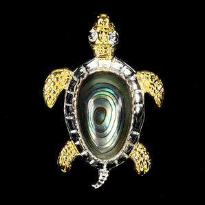 925 Sterling Silver Pendant Oval Mop 14x8mm Marcasite Turtle Gemstone Jewelry