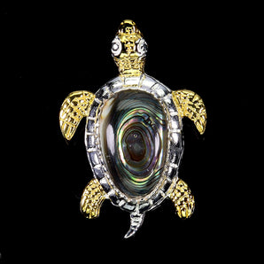 925 Sterling Silver Pendant Oval Mop 14x8mm Marcasite Turtle Gemstone Jewelry