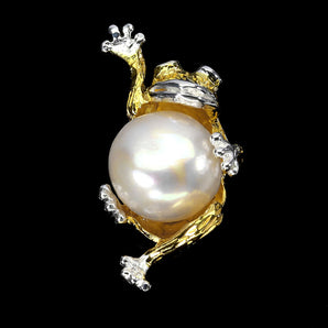 925 Sterling Silver Pendant Round Ruby Myanmar 2mm Pearl Frog Gemstone Jewelry