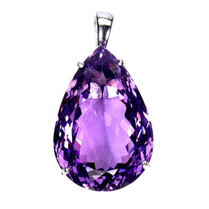 925 Sterling Silver Pendant Pear Amethyst 55ct Handmade Natural Gemstone Jewelry