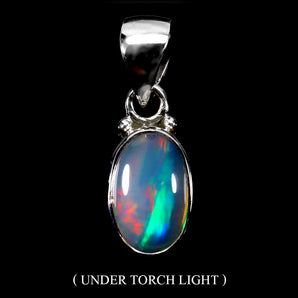 925 Sterling Silver Pendant Oval Fire Opal 11x9mm Handmade Gemstone Jewelry