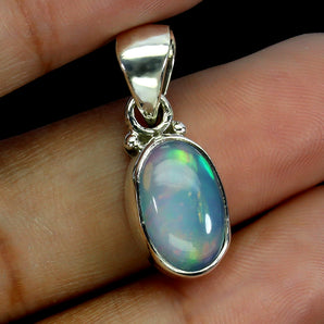 925 Sterling Silver Pendant Oval Fire Opal 11x9mm Handmade Gemstone Jewelry