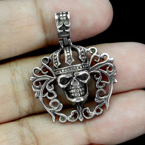 925 Sterling Silver Pendant 33x15mm Skull Jewelry