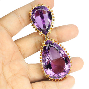 925 Sterling Silver Pendant Pear Amethyst 145ct Sapphire Handmade Gemstone