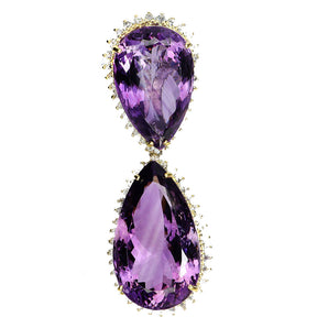 925 Sterling Silver Pendant Pear Amethyst 140ct Topaz Handmade Gemstone Jewelry