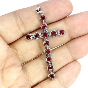 925 Sterling Silver Pendant Round Ruby 3.5mm Natural Gemstone Jewelry