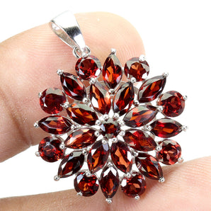 925 Sterling Silver Pendant Marquise Mozambique Garnet Natural Gemstone Jewelry