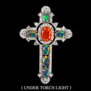 925 Sterling Silver Pendant Oval Orange Opal 7x5mm Fire Opal Gemstone Jewelry