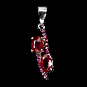 925 Sterling Silver Pendant Oval Ruby 6x4mm Ruby Diamond Cut Gemstone Jewelry