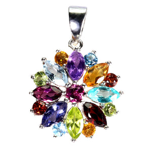 925 Sterling Silver Pendant Marquise Peridot Citrine Iolite Gemstone Jewelry
