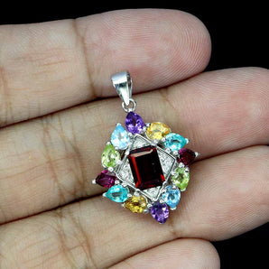 925 Sterling Silver Pendant Octagon Mozambique 7x5mm Citrine Gemstone Jewelry