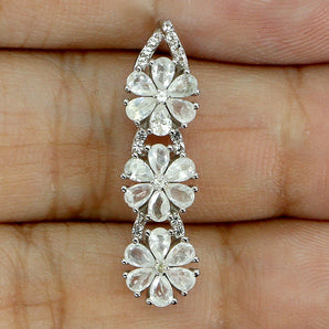 925 Sterling Silver Pendant Pear White Sapphire Ceylon Natural Gemstone Jewelry