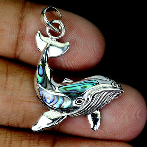 925 Sterling Silver Pendant Fancy Mother Of Pearl Dolphin Gemstone Jewelry