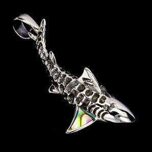 925 Sterling Silver Pendant Fancy Mother Of Pearl Shark Natural Gemstone Jewelry
