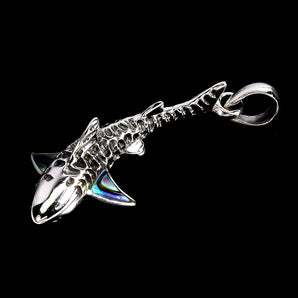 925 Sterling Silver Pendant Fancy Mother Of Pearl Shark Natural Gemstone Jewelry