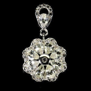 925 Sterling Silver Pendant Pear White Sapphire Ceylon 4x3mm Gemstone Jewelry