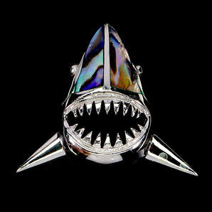 925 Sterling Silver Pendant Fancy Mother Of Pearl Shark Gemstone Jewelry