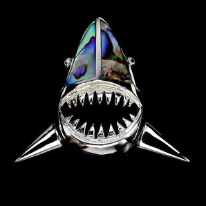 925 Sterling Silver Pendant Fancy Mother Of Pearl Shark Gemstone Jewelry