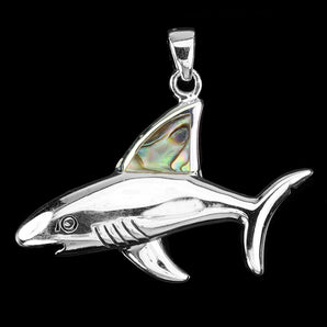 925 Sterling Silver Pendant Fancy Mother Of Pearl 10x8mm Shark Gemstone Jewelry