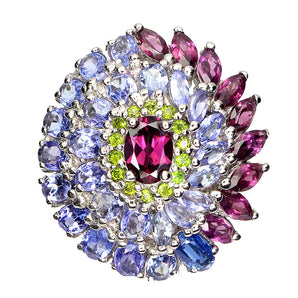 Unheated Oval Rhodolite Garnet 7x5mm Tanzanite Gems 925 Sterling Silver Ring 8