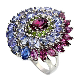 Unheated Oval Rhodolite Garnet 7x5mm Tanzanite Gems 925 Sterling Silver Ring 8