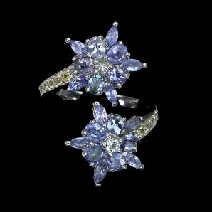 Unheated Oval Tanzanite 4x3mm Aquamarine Sapphire 925 Sterling Silver Ring Sz 8