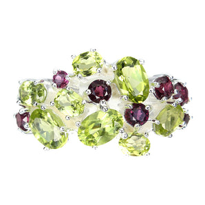 Unheated Oval Fire Opal 8x6mm Rhodolite Garnet Sapphire 925 Sterling Silver Ring