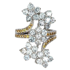 Unheated Round Aquamarine 3mm Sapphire Diamond Cut 925 Sterling Silver Ring 8.5