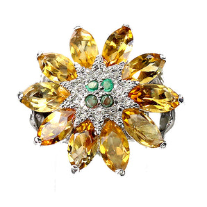 Unheated Marquise Yellow Citrine 8x4mm Emerald 925 Sterling Silver Ring Size 7