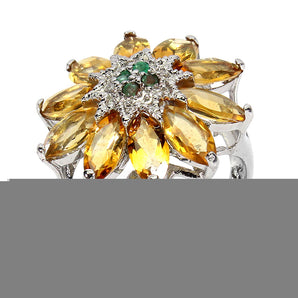 Unheated Marquise Yellow Citrine 8x4mm Emerald 925 Sterling Silver Ring Size 7