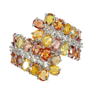 Heated Oval Sapphire Multi Color 4x3mm Aquamarine 925 Sterling Silver Ring 8.5