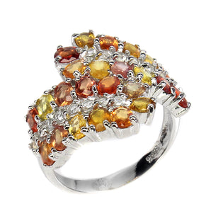 Heated Oval Sapphire Multi Color 4x3mm Aquamarine 925 Sterling Silver Ring 8.5