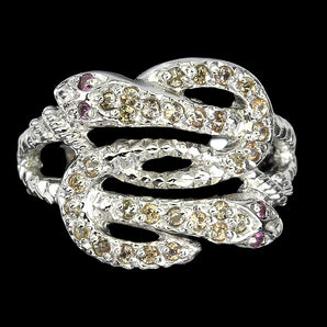 Heated Round Multi Color Sapphire 1.5mm 925 Sterling Silver Cobra Ring Size 8