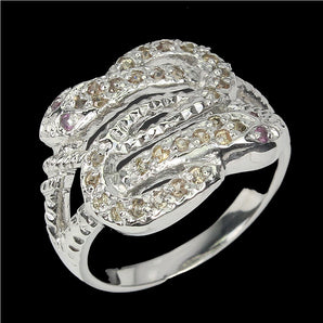 Heated Round Multi Color Sapphire 1.5mm 925 Sterling Silver Cobra Ring Size 8