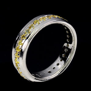 Heated Yellow Sapphire Round Diamond Cut 925 Sterling Silver Ring Size 6.5
