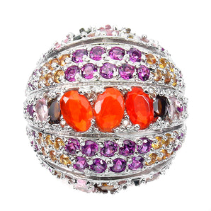 Clarity Enhanced Oval Orange Opal Sapphire Gems 925 Sterling Silver Ring Size 7