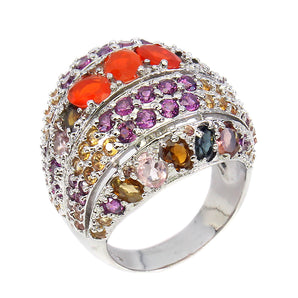 Clarity Enhanced Oval Orange Opal Sapphire Gems 925 Sterling Silver Ring Size 7