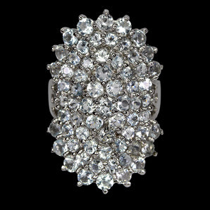 Unheated Round Aquamarine 3.5mm 14K White Gold Plate 925 Sterling Silver Ring 7